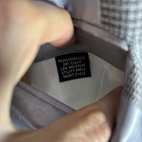 Jos A Bank Blazer Mens 44S Gray Windowpane Plaid Sport Coat Classic Wool Button - Picture 6 of 11